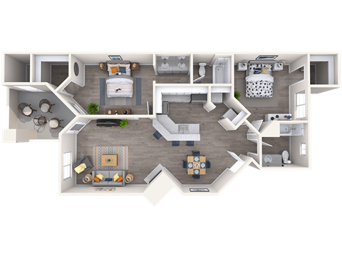 2 Bed 2 Bath 1335 Sq Foot Layout at Boulders at Lookout Mountain Apartment Homes, Phoenix, AZ